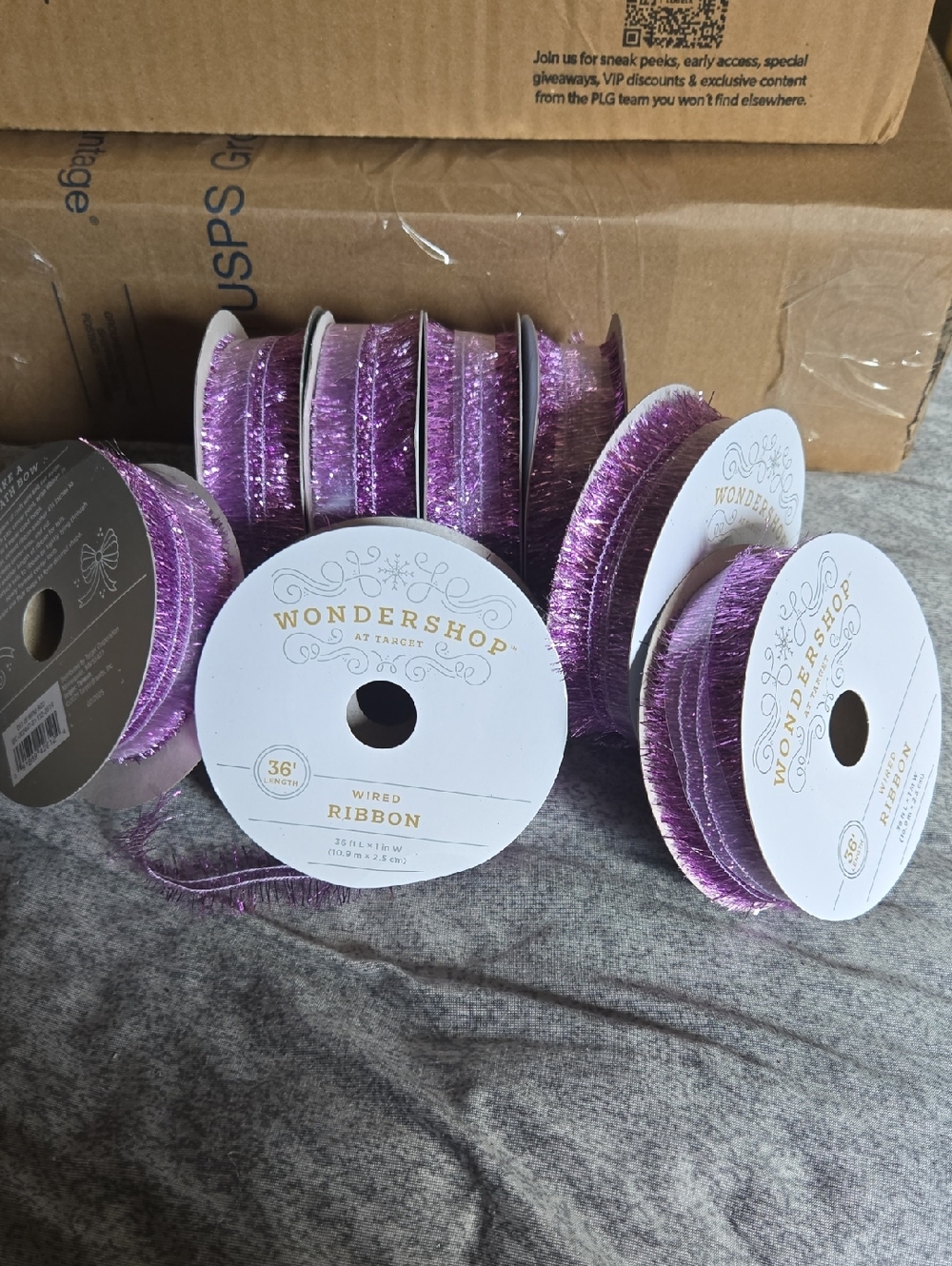 Wondershop Sparkling Lavender Wired Decorative Ribbon 8 Spools